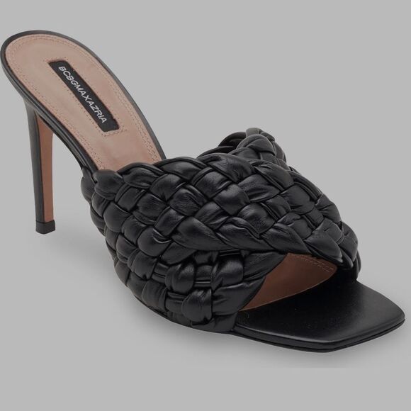BCBGMAXAZRIA BARBA Black Woven Leather Sandals 8.5 - Picture 9 of 16